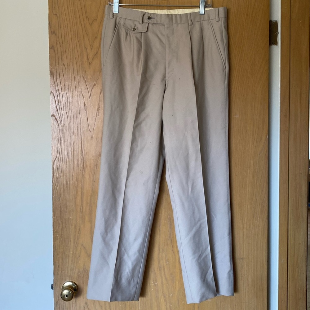 MENS BRIONI TAN PANTS SIZE 32 ROMAN STYLE MADE IN ITALY 100% WOOL🇮🇹